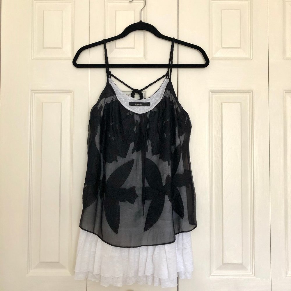 Anthropologie Amadi Black Sheer Tank Top